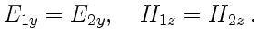 $\displaystyle E_{1y}=E_{2y},\quad H_{1z} = H_{2z}  .$